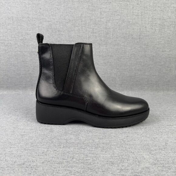 Louise Et Cie Boots Womens 8 Black Leather Chelsea Bootie Modern Preppy Classic - Picture 1 of 13